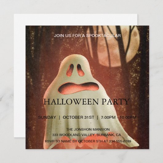 Invitation Spooktacular Haunular House Halloween Parti fantôm (Devant / Derrière)