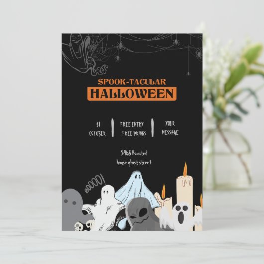Invitation Spooktacular mignon fantôme Halloween parti (Debout devant)