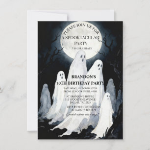 Invitation Spooktacular Party Halloween Fantôme 10e anniversa
