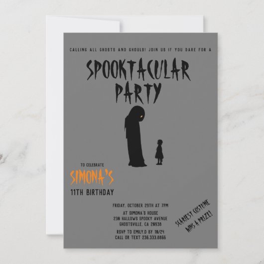 Invitation Spooktacular Party Halloween fantôme et enfant (Devant)