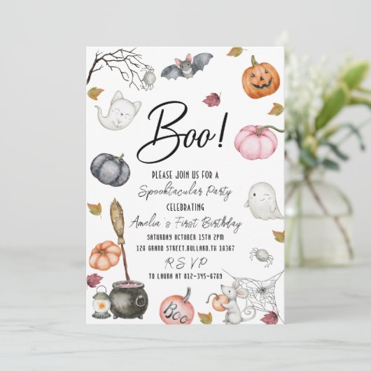 Invitation Spooktacular Party Premier Baby shower d'anniversa (Debout devant)