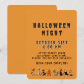Invitation Spooky Cat and Costume Halloween Night (Devant / Derrière)