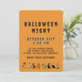 Invitation Spooky Cat and Costume Halloween Night (Debout devant)
