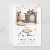 Invitation Spooky Chic Gothic Bat & Pumpkins Baby Shower (Devant)