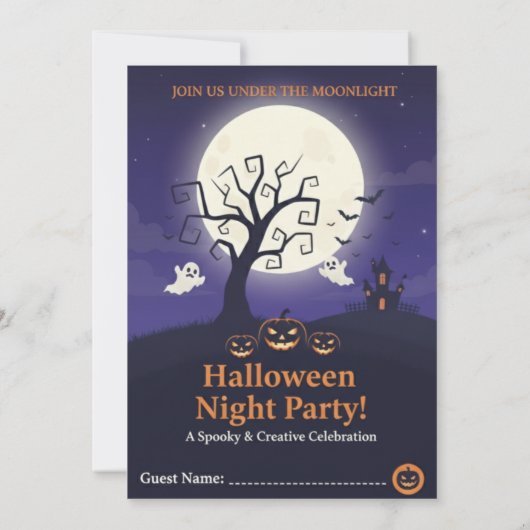 Invitation Spooky Full Moon Night Simple Halloween Party (Dos)