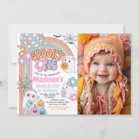 Invitation Spooky One Hippie Halloween 1st Birthday (Devant)