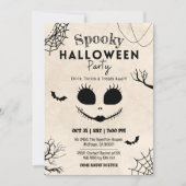 Invitation Spooky vintage spider webs skull face Halloween (Devant)