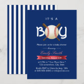 Invitation Sport Baseball Thème C'est un Baby shower garçon (Devant / Derrière)