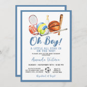 Invitation Sport Boy Ball All Star Themed Party Baby Shower (Devant / Derrière)
