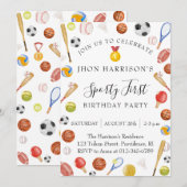 Invitation Sport Enfants Fête d'anniversaire moderne (Devant / Derrière)