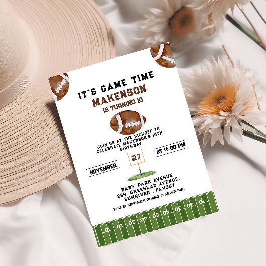 Invitation Sport Football  Second Birthday 10th year Down