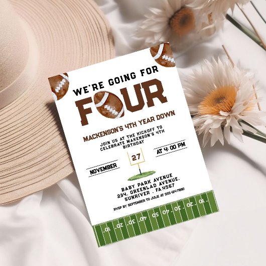 Invitation Sport Football Second Birthday 4th year Down