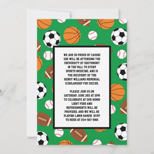 Invitation Sport Graduation Football de basket-ball de footba (Dos)