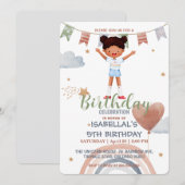 Invitation Sport mignon afro ballons fête d'anniversaire fill (Devant / Derrière)