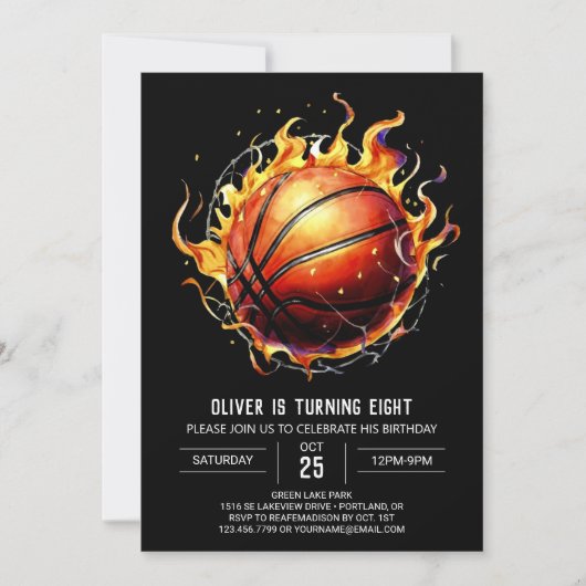 Invitation Sport moderne Whimsical Basketball Anniversaire (Devant)