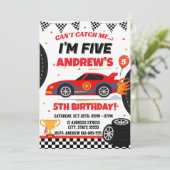 Invitation Sport personnel Course voiture garçon d'anniversai (Debout devant)