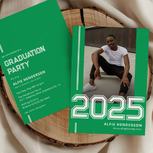 Invitation Sport Photo Graduation Party Green