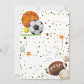 Invitation Sport thème Anniversaire Fête Garçon Sports (Dos)