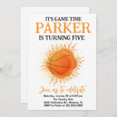 Invitation Sport Thème Jeu Basketball Blanc Anniversaire (Devant / Derrière)