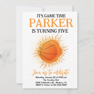 Invitation Sport Thème Jeu Basketball Blanc Anniversaire