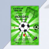 Invitation Sport vert soccer thème moderne 3e anniversaire