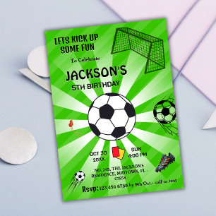 Invitation Sport vert soccer thème moderne 5e anniversaire