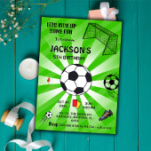 Invitation Sport vert soccer thème moderne 5e anniversaire