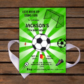 Invitation Sport vert soccer thème moderne 7ème anniversaire