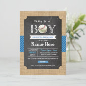 Invitation sportif du Baby shower de baseball Blue (Debout devant)