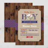 Invitation sportif du Baby shower de baseball Blue (Devant / Derrière)