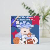 INVITATION SPORTIVE baby shower POUR GARÇON (Debout devant)