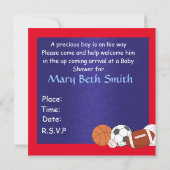 INVITATION SPORTIVE baby shower POUR GARÇON (Dos)