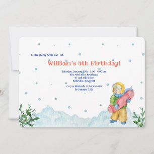 Invitation sportive Boy Doing Winter Sports