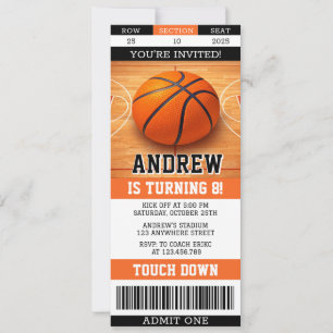 Invitation sportive de billet de basket-ball perso