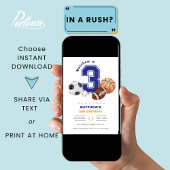 Invitation Sports 3e athlète garçon Anniversaire