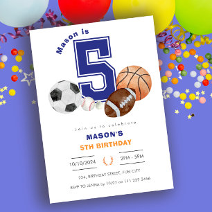 Invitation Sports 5e athlète garçon Anniversaire