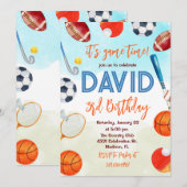 Invitation Sports à thème Enfants fête d'anniversaire (Devant / Derrière)