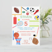 Invitation Sports Anniversaire coloré (Debout devant)
