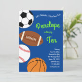 Invitation Sports Anniversaire Fête Enfants mignonne (Debout devant)