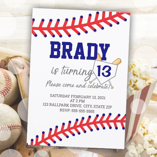 Invitation Sports Anniversaire Soirée Boy Baseball Thème