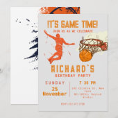 Invitation Sports Anniversaire Thème Basketball Party (Devant / Derrière)