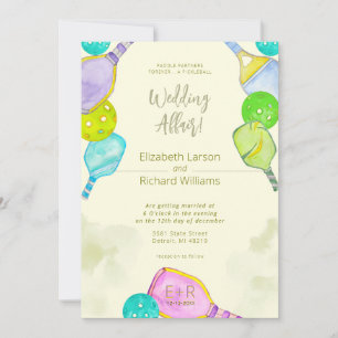 Invitation Sports Aquarelle Aquarelle Pickleball Mariage à th