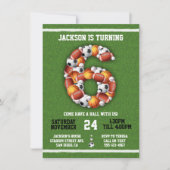 Invitation Sports Balles à thème 6e anniversaire Fête Invitat (Devant)