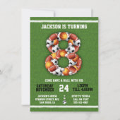 Invitation Sports Balles à thème 8e Anniversaire Fête Invitat (Devant)