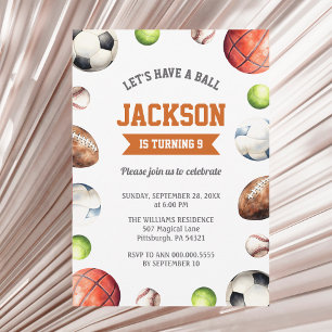 Invitation Sports Balls Tous les sports Faisons un bal