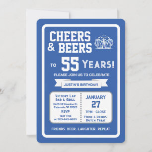 Invitation Sports Bar Joyeux Anniversaire et Bières pour 55 A