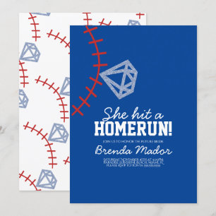 Invitation Sports Baseball Homerun Paillettes Enterrement de 