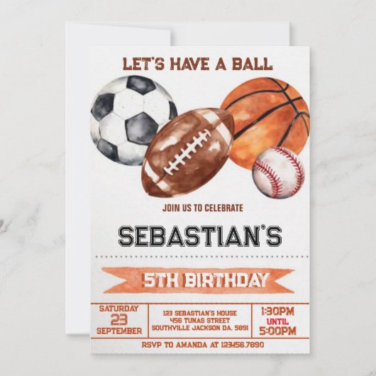 Invitation Sports Birthday (Devant)
