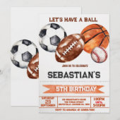 Invitation Sports Birthday (Devant / Derrière)