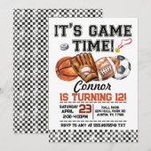 Invitation Sports Birthday All Sports (Devant / Derrière)